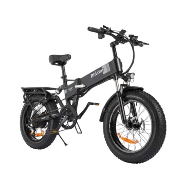 Fällbar elcykel Ridstar H20 Räckvidd 120km Motor 500W Fat bike fullt upphängen SHIMANO 7 Växlar Batteri 48V13AH Svart