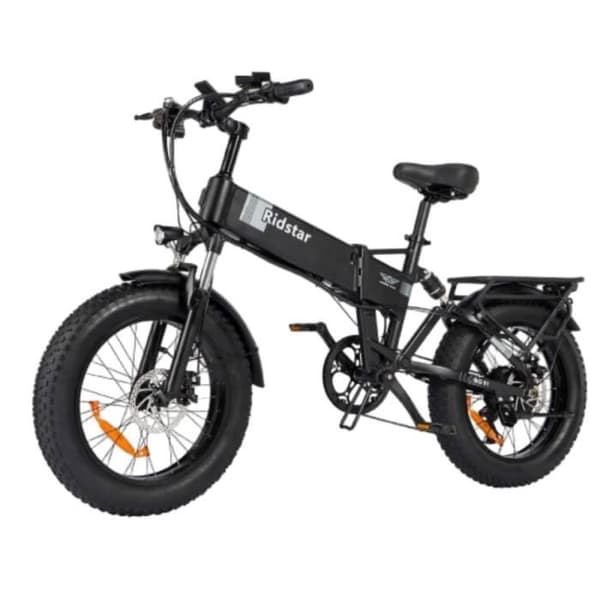Fällbar elcykel Ridstar H20 Räckvidd 120km Motor 500W Fat bike fullt upphängen SHIMANO 7 Växlar Batteri 48V13AH Svart