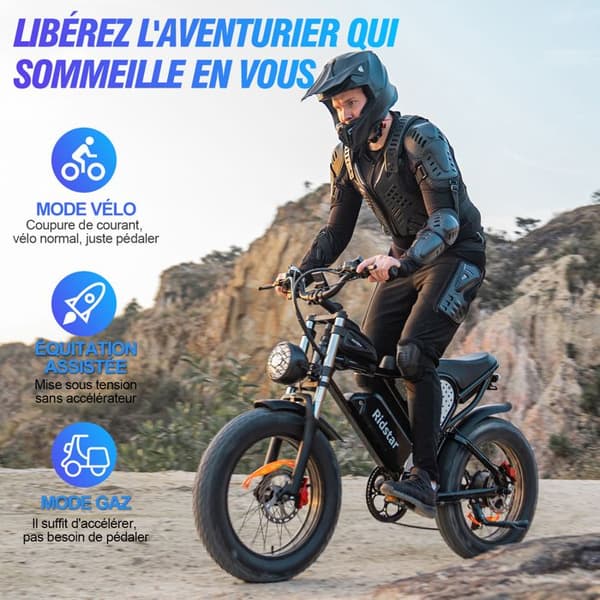 Elcykel - Ridstar - Q20 - 1500W - 48V 20Ah - Däck 20 tum