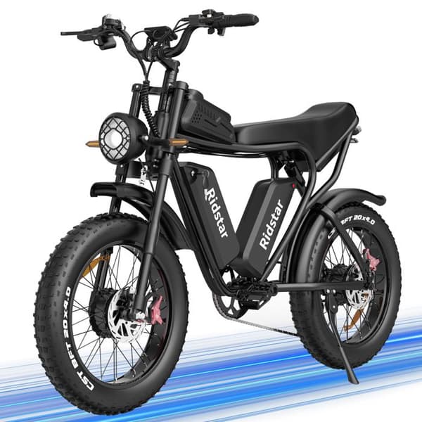 RIDSTAR Elcykel Dubbelmotor 1000W*2 - Dubbelbatteri 52V 20Ah*2 med 20"*4.0 däck och hydrauliska bromsar