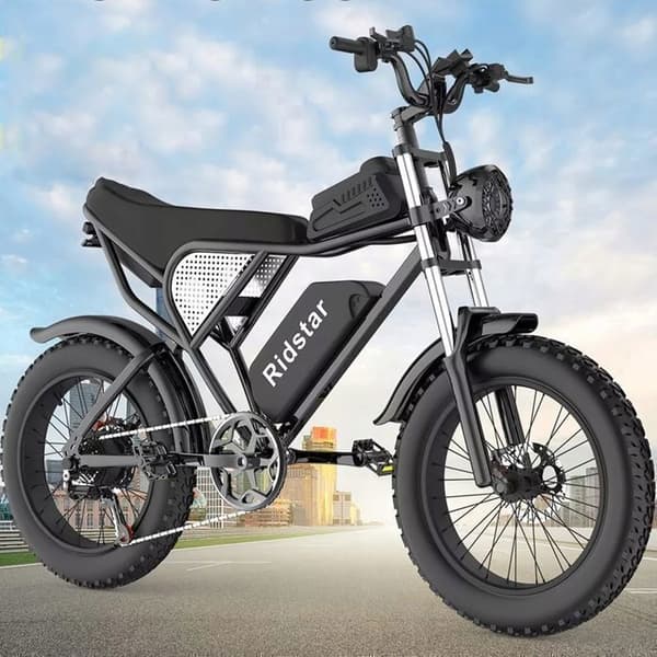 VTT Elcykel Ridstar Q20MIN 1000W 48V15Ah PAS-läge 80KM 20" 7 växlar Svart E-cykel Stad Snö Universitet Student