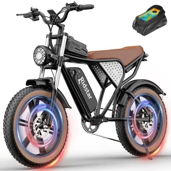 Ridstar Q20 IT Elcykel - Motor 750W Batteri 48V20AH Däck 20 Tum Hydrauliska Bromsar - Svart Brun