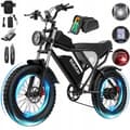 Miniatyrbild 1 av 6: VTT Elcykel Ridstar Q20 motor 1000W (toppeffekt 1500W) 48V20AH 60-80km 50km/h Shimano 7 växlar terrängdäck 20"*4.0 Svart
