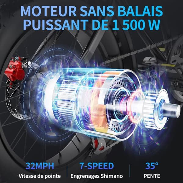 Elcykel - Ridstar - Q20 - 1500W - 48V 20Ah - Däck 20 tum