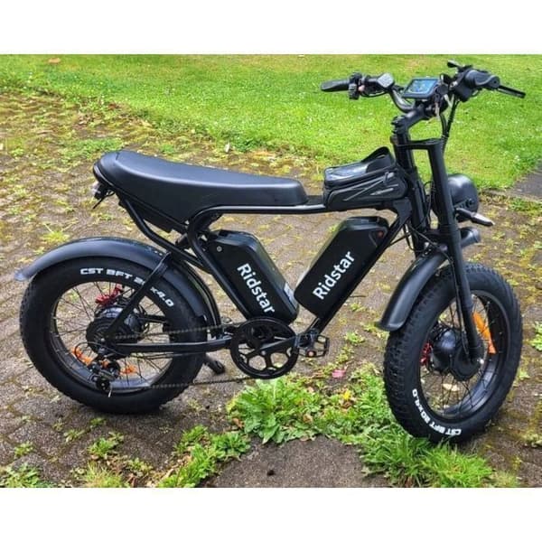 VTT Elcykel Ridstar Q20 PRO-2000W (Topp 3000W)-52V40Ah-55km/h-90-120km-SHIMANO 7 Växlar-20"-Svart-Snöskoter-Sandcykel
