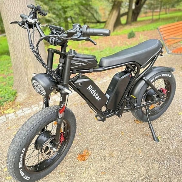 VTT Elcykel Ridstar Q20 PRO-2000W (Topp 3000W)-52V40Ah-55km/h-90-120km-SHIMANO 7 Växlar-20"-Svart-Snöskoter-Sandcykel
