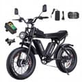 Miniatyrbild 1 av 6: VTT Elcykel Ridstar Q20 PRO-2000W (Topp 3000W)-52V40Ah-55km/h-90-120km-SHIMANO 7 Växlar-20"-Svart-Snöskoter-Sandcykel