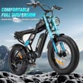 Miniatyrbild 5 av 6: Ridstar Q20 elcykel 80km räckvidd 1000W motor fullfjädring Shimano 7-växlad mountainbike fat bike 48V15Ah batteri Svart
