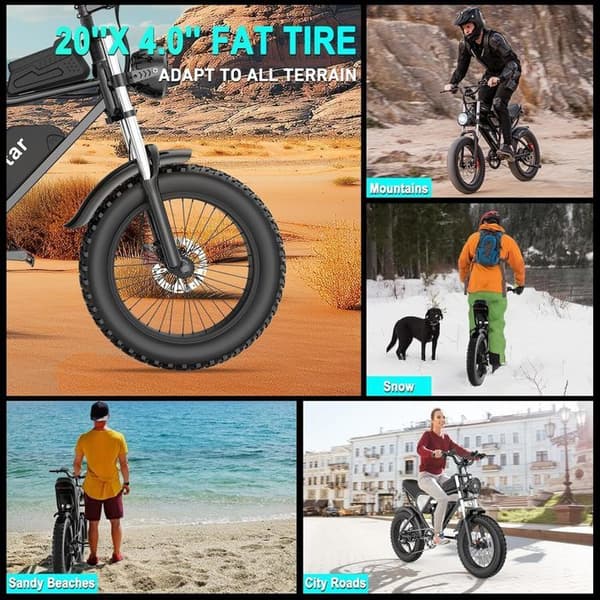 Ridstar Q20 elcykel 80km räckvidd 1000W motor fullfjädring Shimano 7-växlad mountainbike fat bike 48V15Ah batteri Svart