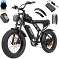 Miniatyrbild 1 av 6: Ridstar Q20 elcykel 80km räckvidd 1000W motor fullfjädring Shimano 7-växlad mountainbike fat bike 48V15Ah batteri Svart