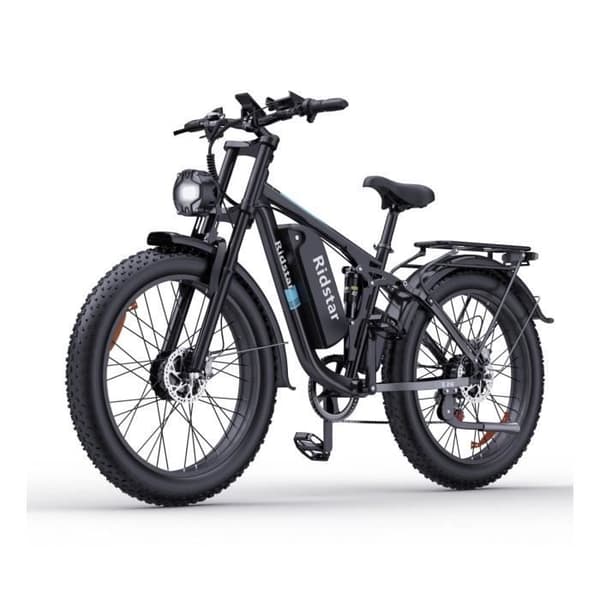 Elektrisk cykel Ridstar E26 Pro - Dubbelmotorer 500W*2 Batteri 48V23Ah Däck 26" Hydrauliska skivbromsar - Svart