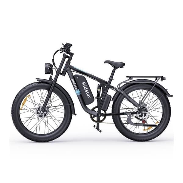 Elektrisk cykel Ridstar E26 Pro - Dubbelmotorer 500W*2 Batteri 48V23Ah Däck 26" Hydrauliska skivbromsar - Svart