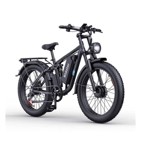 Elektrisk cykel Ridstar E26 Pro - Dubbelmotorer 500W*2 Batteri 48V23Ah Däck 26" Hydrauliska skivbromsar - Svart