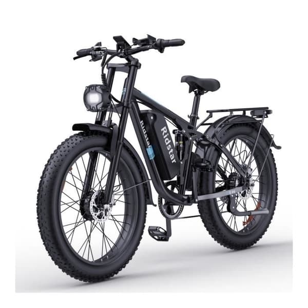 Elektrisk cykel Ridstar E26 Pro - Dubbelmotorer 500W*2 Batteri 48V23Ah Däck 26" Hydrauliska skivbromsar - Svart