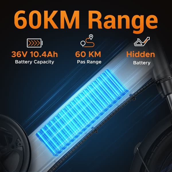 El-bycykel HillMiles Mile 1, 250W motor, 36V 10,4Ah batteri, 14 tommer foldbar, 25 km/t