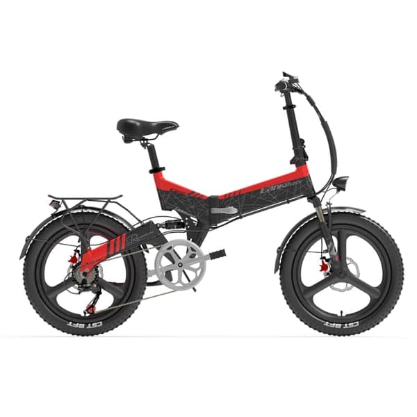 Hopfällbar elcykel för stadscyklar Lankeleisi G650, 48V 500W motor, 12.8Ah litiumjonbatteri Röd