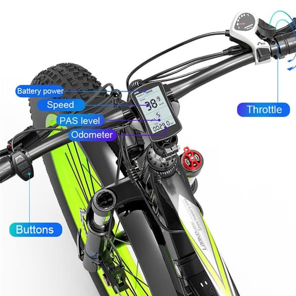 Elektrisk mountainbike med fatdæk LANKELEISI XC4000, motor 48V 1000W, 17,5Ah batteri,