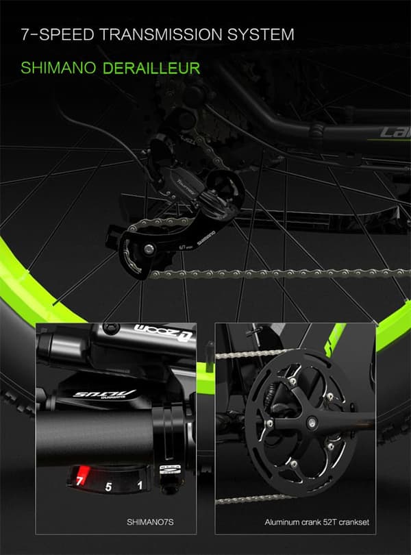 Elektrisk mountainbike med fatdæk LANKELEISI XC4000, motor 48V 1000W, 17,5Ah batteri,