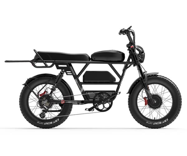 Elcykel LANKELEISI X-Black Knight, Moto Style, 2000W dubbelmotor, 48V 45Ah Samsung dubbelbatteri