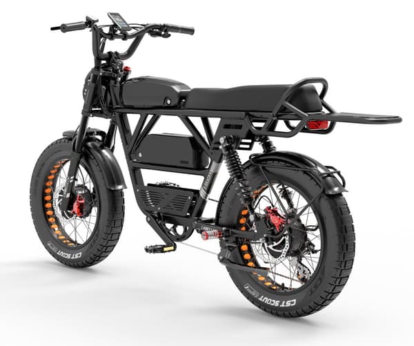 Elcykel LANKELEISI X-Black Knight, Moto Style, 2000W dubbelmotor, 48V 45Ah Samsung dubbelbatteri