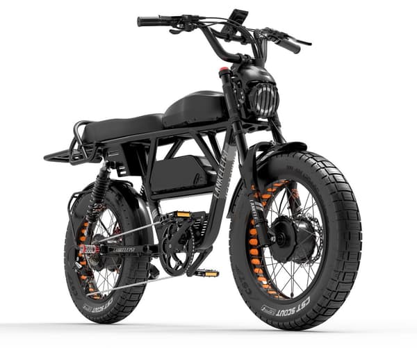 Elcykel LANKELEISI X-Black Knight, Moto Style, 2000W dubbelmotor, 48V 45Ah Samsung dubbelbatteri
