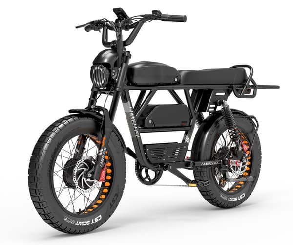 Elcykel LANKELEISI X-Black Knight, Moto Style, 2000W dubbelmotor, 48V 45Ah Samsung dubbelbatteri