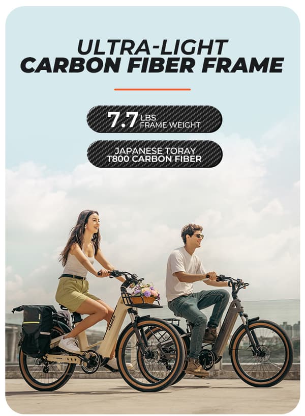 MIHOGO Air Carbon Fiber Commuter sähköpyörä Dual Long Range -akkujen keskusohjaustekniikka sähköpyörä