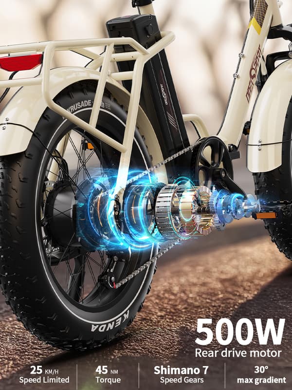 Onesport OT16 MAX 500W elcykel 120 km rækkevidde ved 50 km/t hastighed | 7-trins Shimano | Urban pendling elektrisk cykel