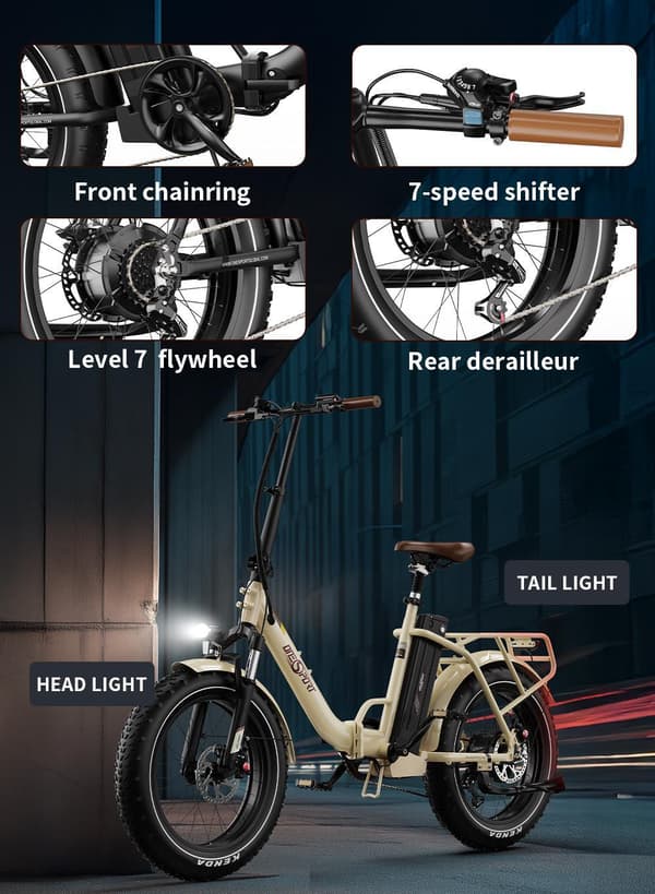 Onesport OT16 MAX 500W elcykel 120 km rækkevidde ved 50 km/t hastighed | 7-trins Shimano | Urban pendling elektrisk cykel