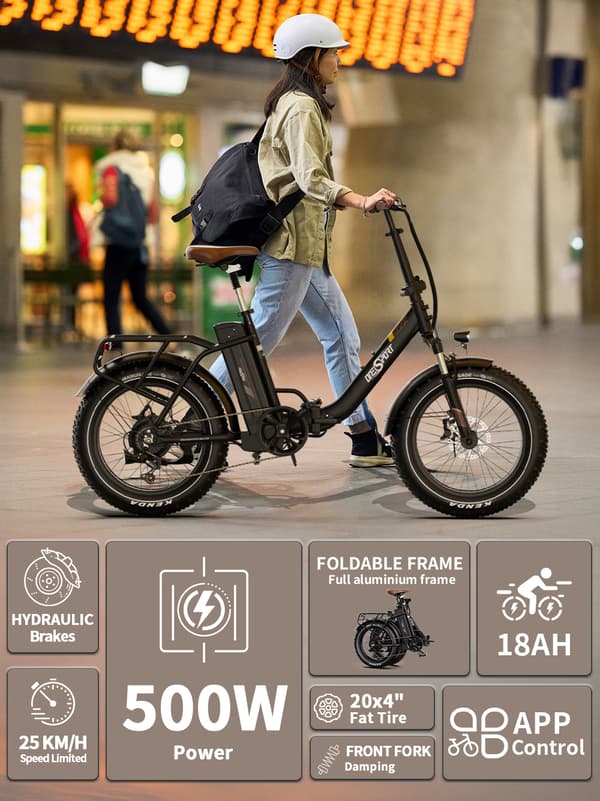 Onesport OT16 MAX 500W sähköpyörä 120 km:n toimintasäde 50 km/h nopeudella | 7-vaihteinen Shimano | Kaupunkien työmatkapyörä