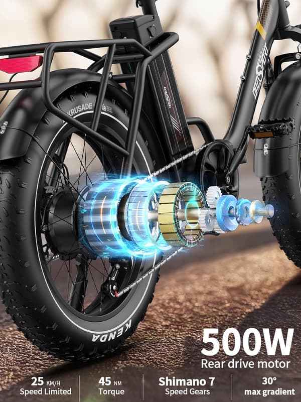 Onesport OT16 MAX 500W sähköpyörä 120 km:n toimintasäde 50 km/h nopeudella | 7-vaihteinen Shimano | Kaupunkien työmatkapyörä