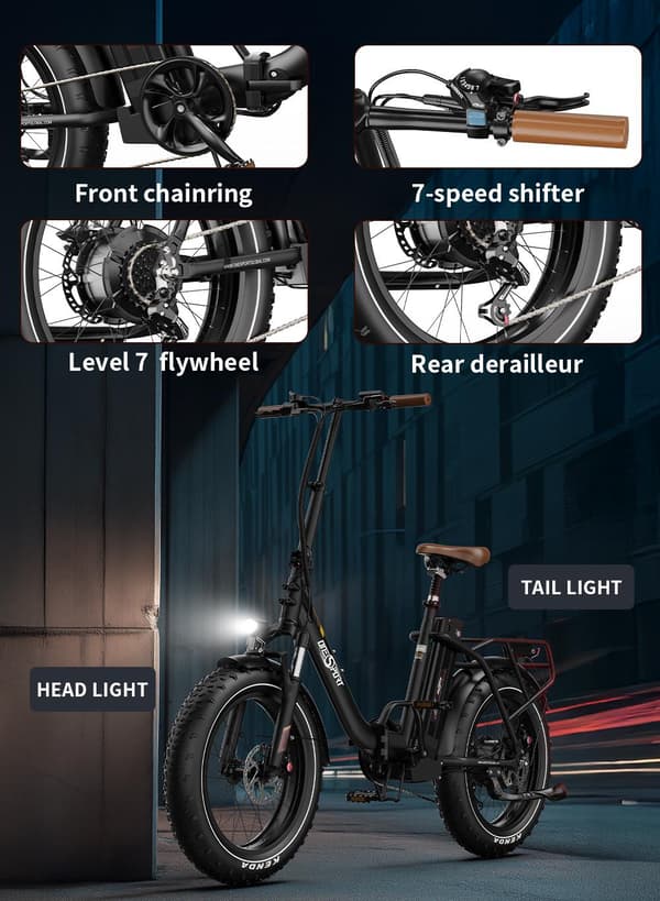 Onesport OT16 MAX 500W sähköpyörä 120 km:n toimintasäde 50 km/h nopeudella | 7-vaihteinen Shimano | Kaupunkien työmatkapyörä