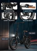 Pikkukuva 10 / 11: Onesport OT16 MAX 500W sähköpyörä 120 km:n toimintasäde 50 km/h nopeudella | 7-vaihteinen Shimano | Kaupunkien työmatkapyörä