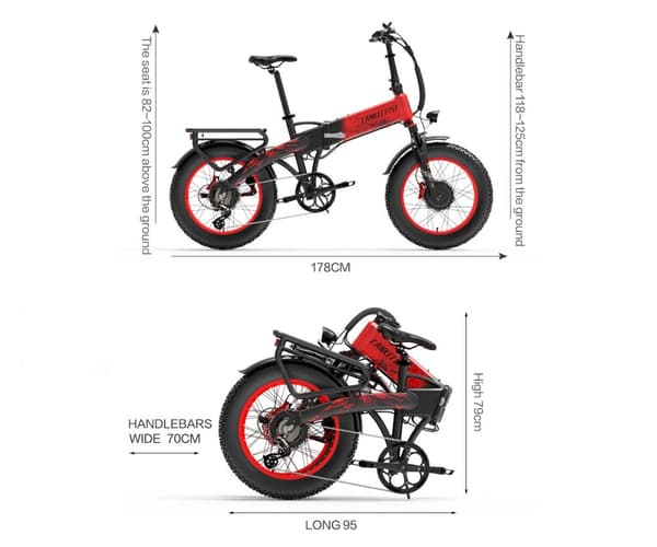 Hopfällbar elcykel LANKELEISI X2000 MAX, 2000W dubbelmotor, 48V 20Ah SAMSUNG litiumjonbatteri