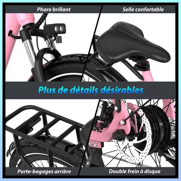Elcykel 27,5" - E-bike 36V 10,4Ah|250W| Räckvidd 50KM | LCD-skärm | Skivbromsar| NFC| APP - RCB G6 Rosa