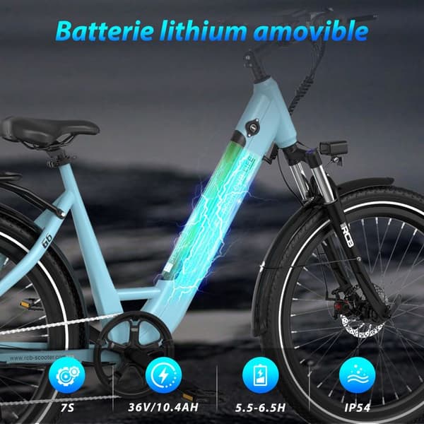 Elcykel 27,5" - E-bike 36V 10,4Ah|250W| Räckvidd 50KM | LCD-skärm | Skivbromsar| NFC| APP - RCB G6 Blå