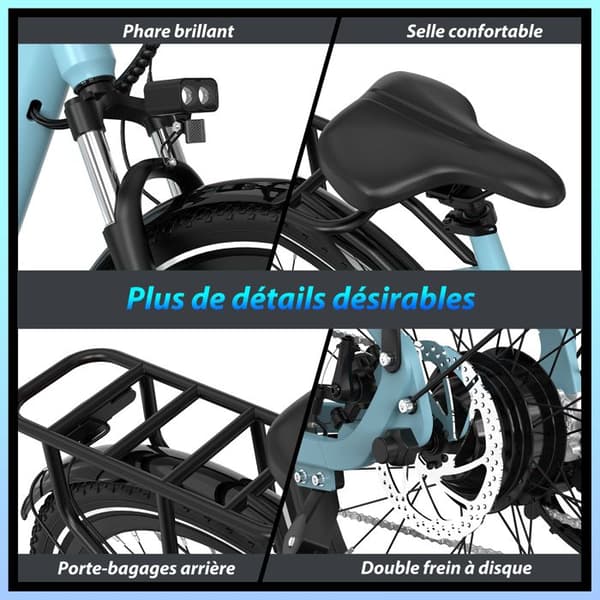 Elcykel 27,5" - E-bike 36V 10,4Ah|250W| Räckvidd 50KM | LCD-skärm | Skivbromsar| NFC| APP - RCB G6 Blå