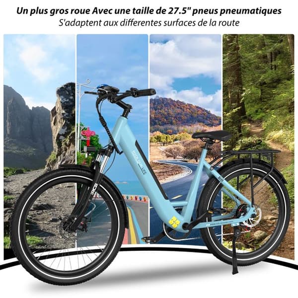 Elcykel 27,5" - E-bike 36V 10,4Ah|250W| Räckvidd 50KM | LCD-skärm | Skivbromsar| NFC| APP - RCB G6 Blå