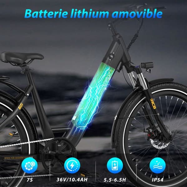 Elcykel 27.5" - E-cykel 36V 10.4Ah|250W| Räckvidd 50KM | LCD-skärm | Skivbromsar| NFC| APP - RCB G6 Svart