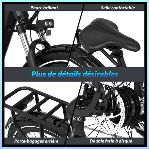 Elcykel 27.5" - E-cykel 36V 10.4Ah|250W| Räckvidd 50KM | LCD-skärm | Skivbromsar| NFC| APP - RCB G6 Svart