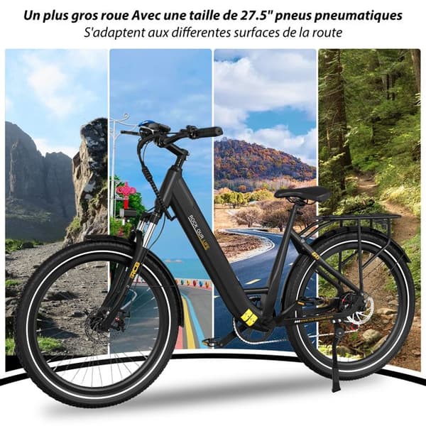 Elcykel 27.5" - E-cykel 36V 10.4Ah|250W| Räckvidd 50KM | LCD-skärm | Skivbromsar| NFC| APP - RCB G6 Svart