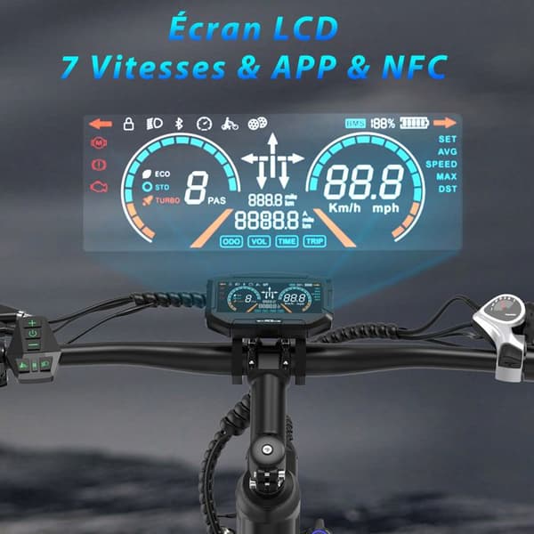 Elcykel 27.5" - E-cykel 36V 10.4Ah|250W| Räckvidd 50KM | LCD-skärm | Skivbromsar| NFC| APP - RCB G6 Svart