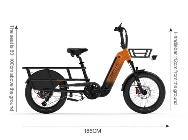 Sähköinen tavarapyörä LANKELEISI Wombat-1, 48V 1000W 20Ah, pitkä kantama matkakäyttöön