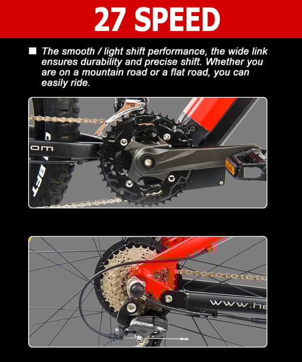 Elektrisk mountainbike HedaTX TX19, 29", 1000W motor 48V 19,2Ah batteri