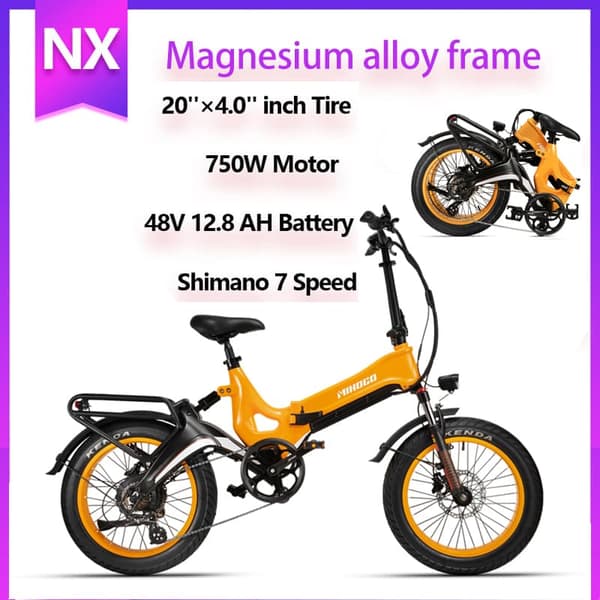 MIHOGO NX 20'' hopfällbar elcykel, 750W motor, 40 km/h, 12.8AH batteri, appstyrning, ram i magnesiumlegering, 7 växlar