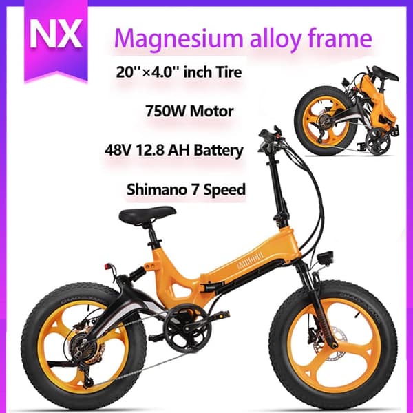 MIHOGO NX 20'' hopfällbar elcykel, 750W motor, 40 km/h, 12.8AH batteri, appstyrning, ram i magnesiumlegering, 7 växlar