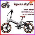 Miniatyrbild 1 av 11: MIHOGO RX 2.4 stadselcykel, 500W motor, 12.8AH batteri, ram i magnesiumlegering, 20*2.4 däck, elcykel med mjuk baksida, hopfällbar