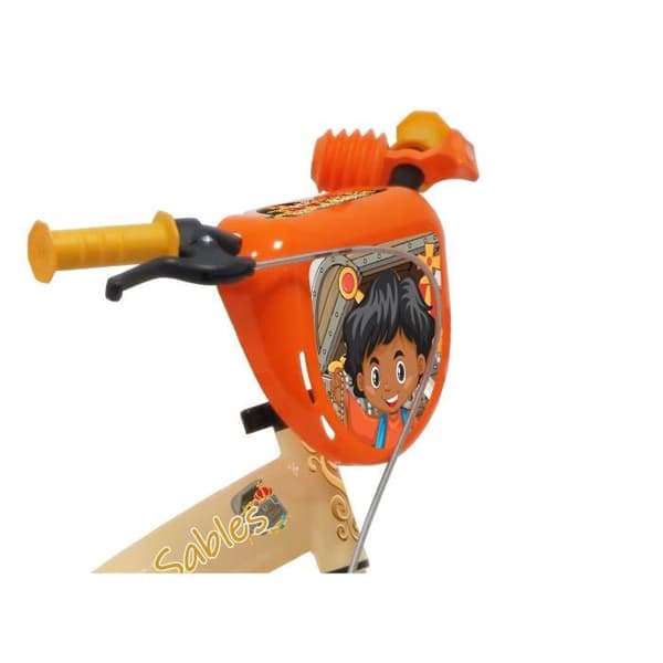 12" PRINCE DES SABLES Barnpojkcykel - 2 till 4 år gammal - Orange & Beige & Gul, utrustad med 1 broms
