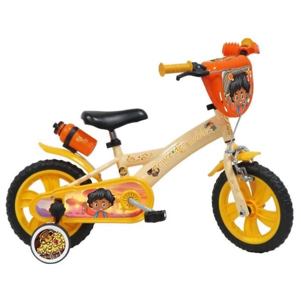 12" PRINCE DES SABLES Barnpojkcykel - 2 till 4 år gammal - Orange & Beige & Gul, utrustad med 1 broms