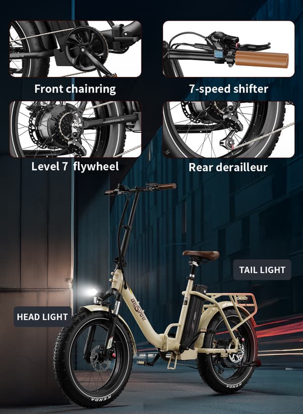 ONESPORT OT16 Max stadselcykel, 500W motor, max 50 km/h, 18Ah batteri, räckvidd 120 km, stöd för Bluetooth-anslutning via app